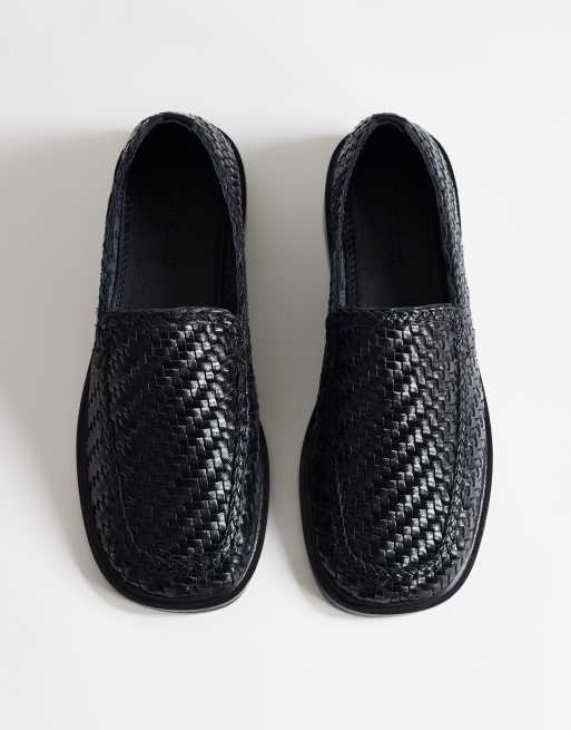 Topshop - Bali - Geweven platte loafers van echt leer in zwart, 3 van 4