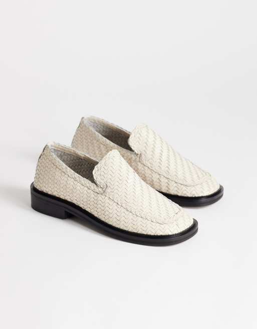 Topshop - Bali - Mocassins plats en cuir tressé - Blanc cassé , 2 de 4