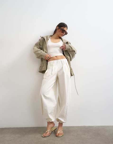 Topshop – Ballon-Hose aus Popeline in Weiß - view 1
