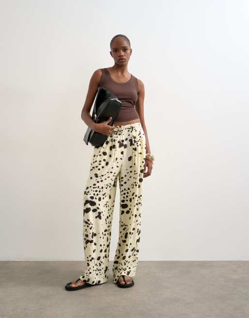Topshop – Ballonhose aus Leinen mit Bindegürtel und Kuhfellmuster, 5 von 5
