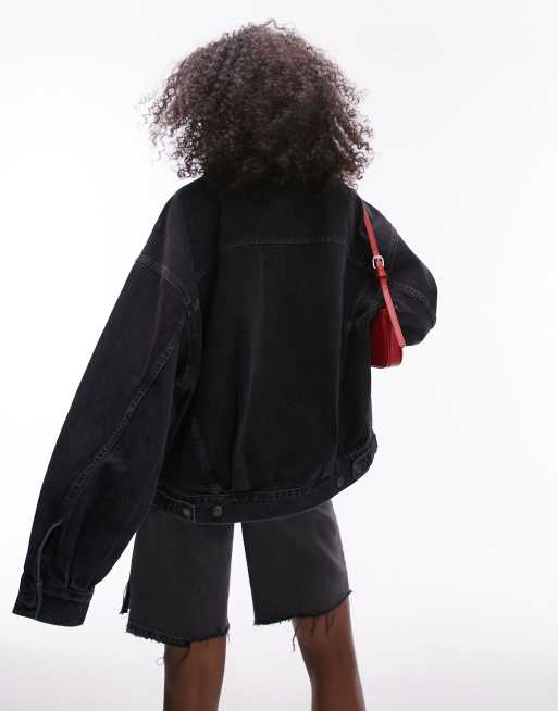 Topshop – Ballonjacke in verwaschenem Schwarz, 4 von 4