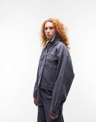 Blue denim outlet jacket topshop