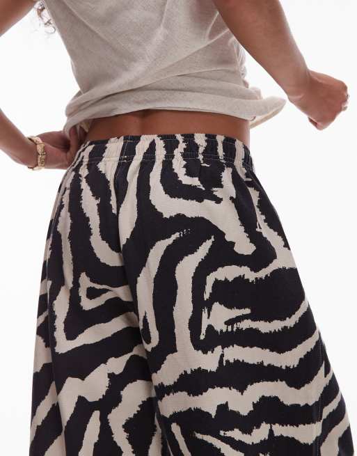 Topshop – Balloon-Fit-Hose aus Leinen mit Zebrafellmuster, 4 von 5