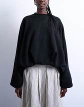 Topshop balloon hem sweat in black
