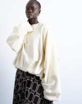 Topshop balloon hem sweat in ecru