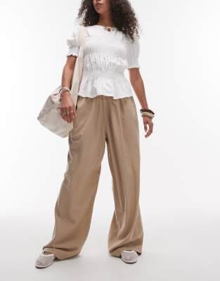 Topshop - Balloon-Hose aus Leinen in Steinbeige-Neutral