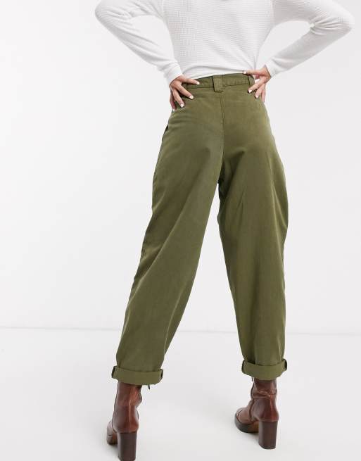 Topshop Pants Green Khaki High