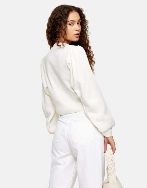 White balloon sleeve sweatshirt new arrivals