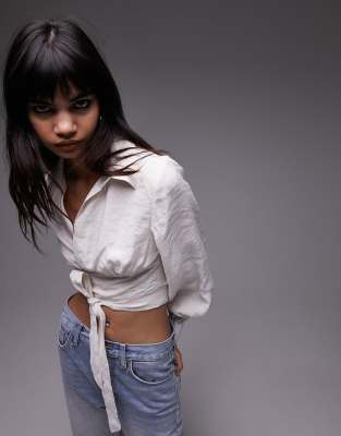 balloon sleeve tie top