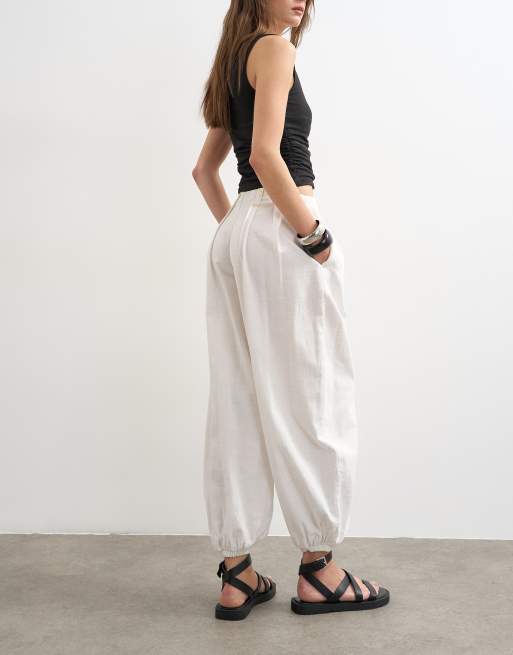 Topshop balloon trouser in white, 4 of 5