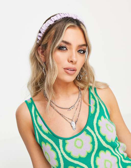 Topshop - Bandeau froncé à motif vichy - Lilas