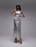 [Topshop] Topshop bandeau metallic midi dress in silver 12 SILVER