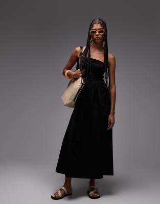 Topshop Bandeau Poplin Mix Maxi Dress