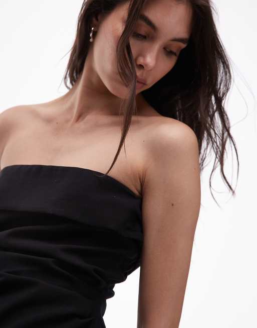 Topshop - Bandeau rabattu en lin - Noir, 3 de 4