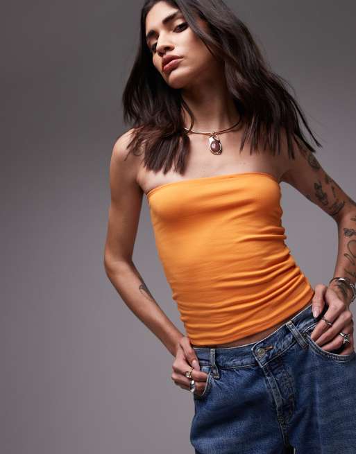 Topshop bandeau top in orange