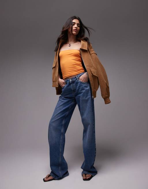 Topshop bandeau top in orange, 3 of 4