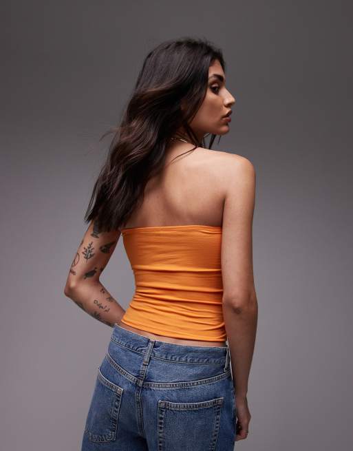 Topshop bandeau top in orange