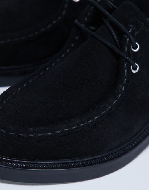 Topshop Banks real suede leather lace up shoe in black, 4 of 4