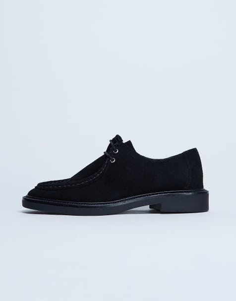 Topshop Banks real suede leather lace-up shoes in black - view 1