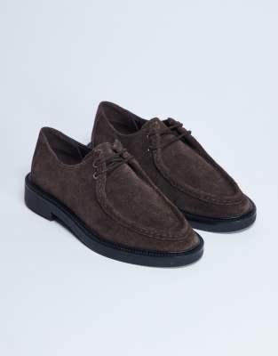  Banks suede leather lace up shoe in chocolate