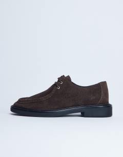 Banks suede leather lace up shoe in chocolate