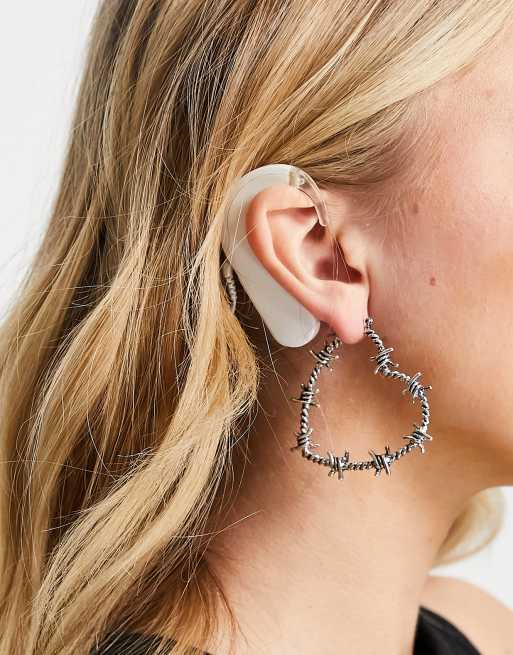 Barbed wire hoop earrings sale