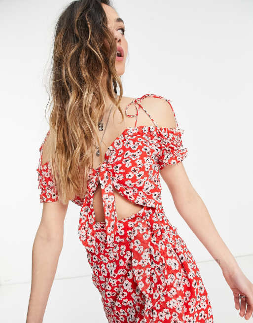 Asos red bardot outlet dress