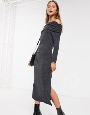 charcoal grey midi dress