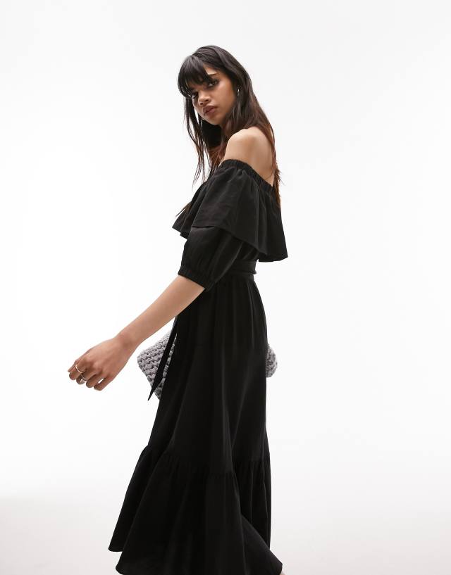 Topshop - bardot midi dress in black