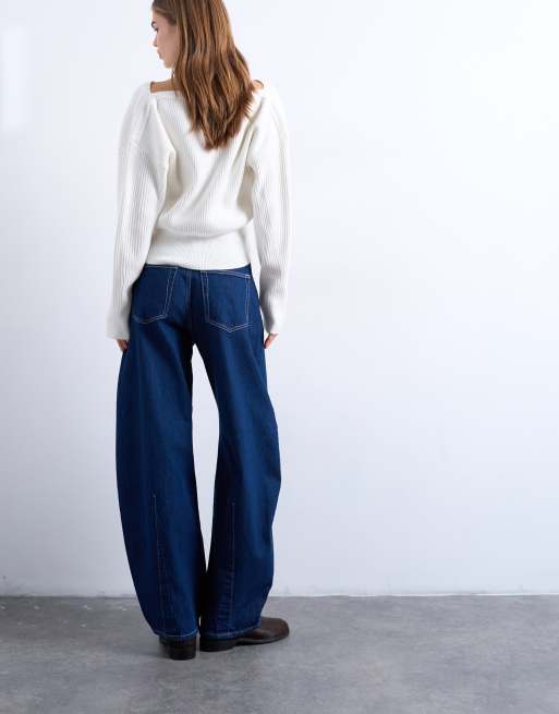 Topshop - Barge - Jean ample à taille mi-haute - Indigo brut, 5 de 7