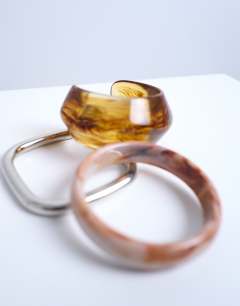 Bari 3 pack bangles in silver, snake & wood