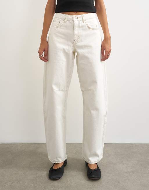 Topshop – Barrel – Benvita jeans med medelhög midja och barrelben, 2 av 5