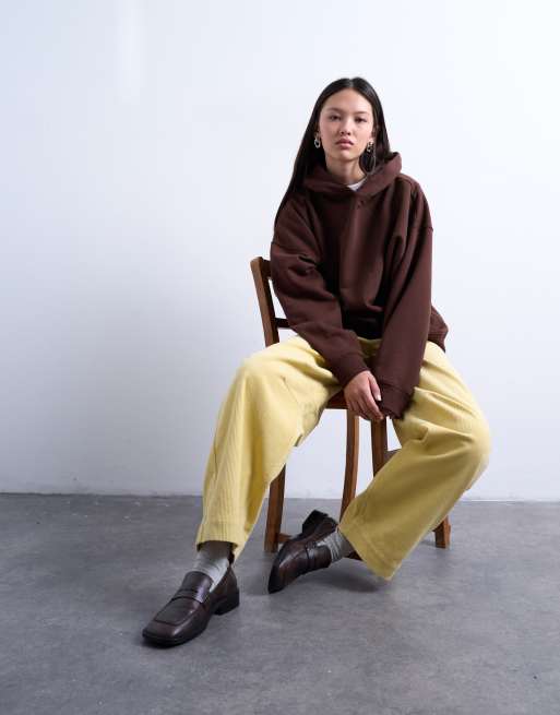 Topshop – Barrel-Cordhose in Buttermilchgelb mit hohem Bund, 3 von 5