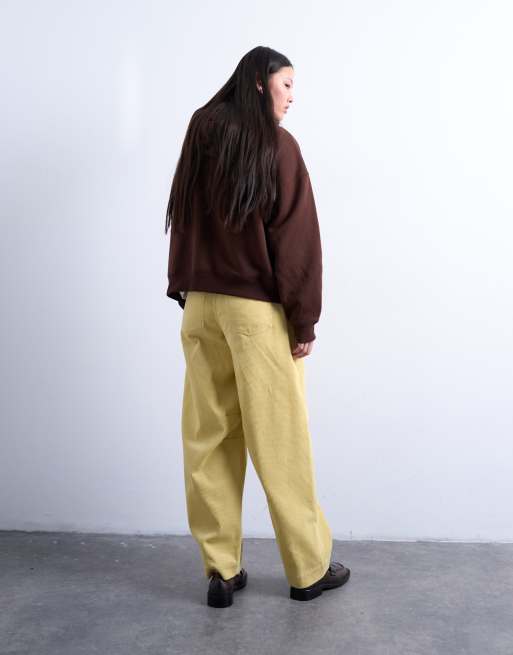 Topshop – Barrel-Cordhose in Buttermilchgelb mit hohem Bund, 5 von 5