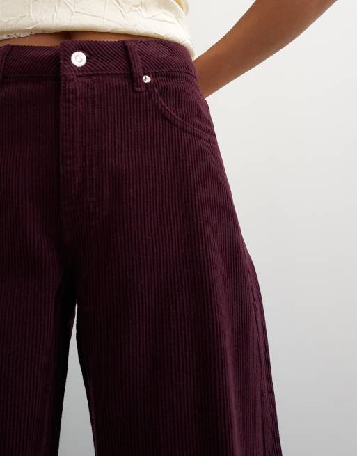 Topshop barrel de pana de talle medio en berenjena, 2 de 5