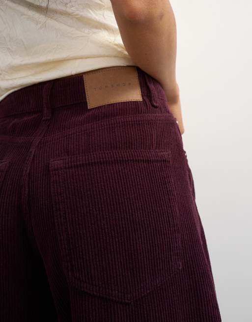Topshop barrel de pana de talle medio en berenjena, 5 de 5