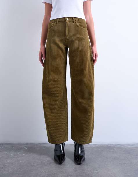 Topshop Barrel mid rise jean in honey cord
