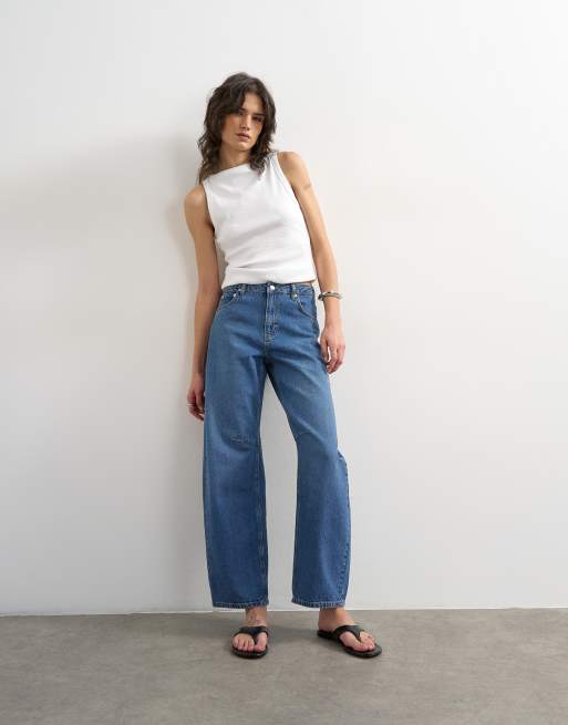 Topshop Barrel high rise jean in rich blue, 2 of 5