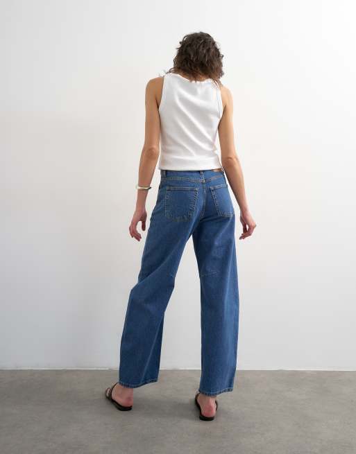 Topshop Barrel high rise jean in rich blue, 3 of 5