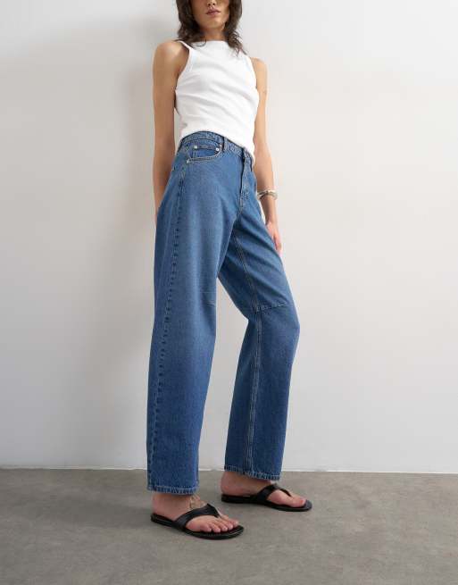 Topshop Barrel high rise jean in rich blue, 4 of 5