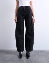 Topshop Barrel high rise jean in washed black