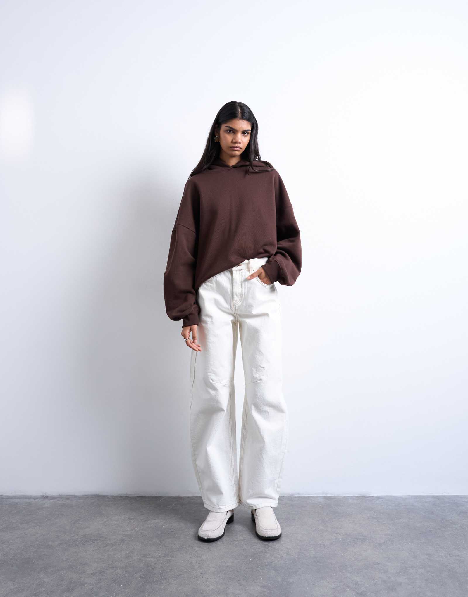 Джинсы с высокой посадкой Topshop Barrel из кости
