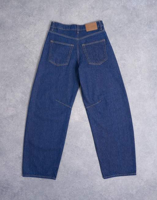 Topshop Barrel high rise jeans in indigo rinse