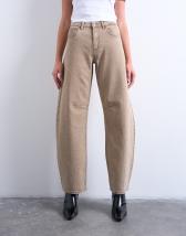 Topshop Barrel high rise jeans in washed beige