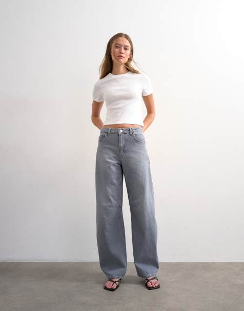 Topshop Barrel højtaljede jeans i pæn grå - view 1