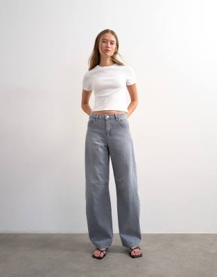 Topshop - Barrel - Jean à taille mi-haute - Gris joli