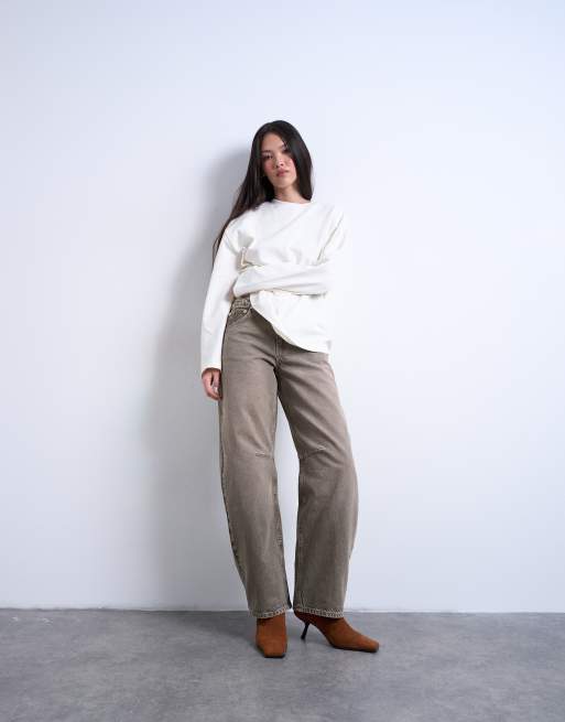 Topshop - Barrel - Jean à taille mi-haute - Pesto, 3 de 7