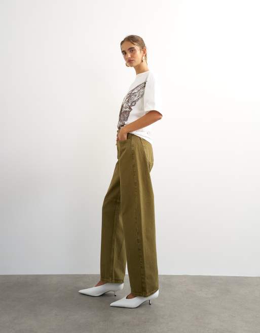 Topshop barrel jean in khaki marble, 2 of 5
