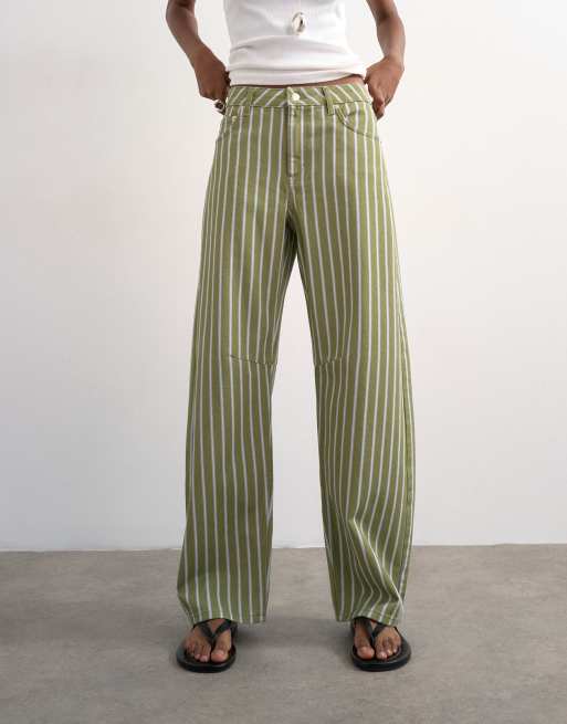 Topshop - Barrel - Jean rayé à taille mi-haute - Vert, 2 de 7