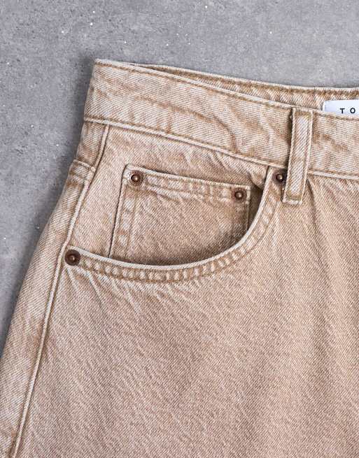 Topshop - Barrel - Jeans a vita alta beige slavato, 5 di 7